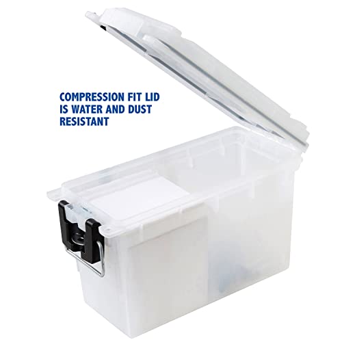 Image of Sheffield 12635 Ammo Storage Box, Stackable .30 Cal Field Boxes, Water and Dust Resistant, Lockable Storage Box with Handle, Secures Hunting Gear, Supplies, and Bullets, Made in USA, Frost(Pack of 6)