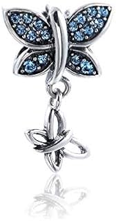 DIAN Jewellery Butterfly Mother & Baby 925 Sterling Silver Charm Bead - Bracelet Charm Fits European Charm Bracelets, Gift for Anniversary, Birthday,Christening - Charms for Bracelet