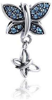 DIAN Jewellery Butterfly Mother & Baby 925 Sterling Silver Charm Bead - Bracelet Charm Fits European Charm Bracelets, Gift for Anniversary, Birthday,Christening - Charms for Bracelet