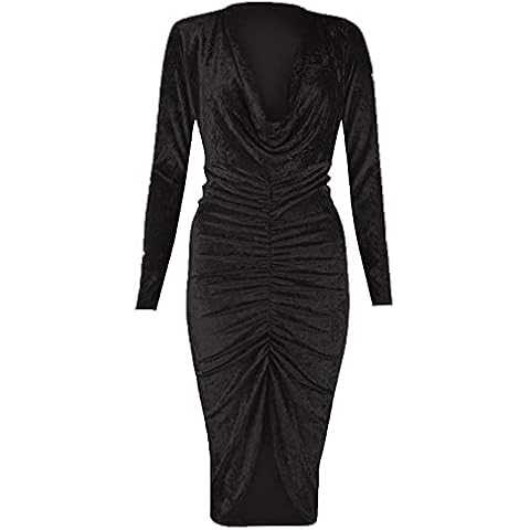 Womens Long Sleeve Velvet Bodycon Midi Dress Cover