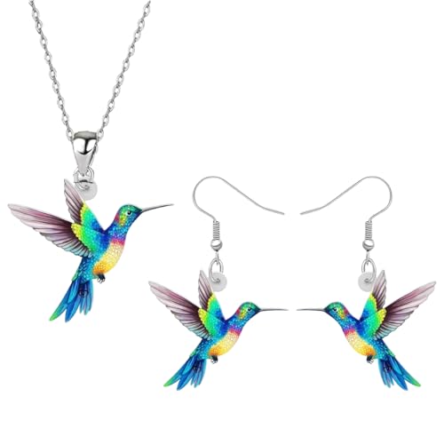 Vurotry Hummingbird Necklaces for Women Colorful bird Jewelry (Colorful1)