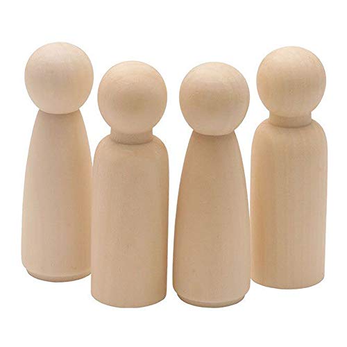 Wood Peg Dolls Unfinished 3.5 inch, Pack of 30 Wooden Peg People for DIY Crafts, 90mm 30pcs - Image 3