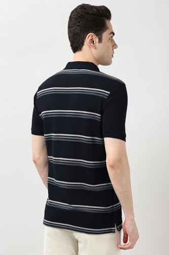 Image of Peter England Men's Cotton Breton Stripe Polo T-Shirt | Casual Wear | Modern Design