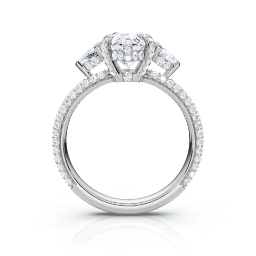 1 CT-5 CT Lab Grown Diamond Ring, Handmade in 10/14/18K Solid Gold, IGI Certified, Trillion Cut Three Stone Hidden Halo Engagement Ring Christmas Gift for Her4