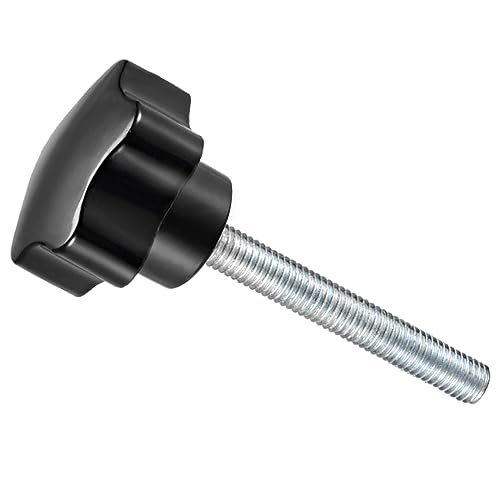 CoCud Star Clamping Knobs, M8 x 60mm Male Thread 38mm Head, Plastic Thumb Screw Grip Hand Knobs Threaded Bolt Black - (Applications: for Lathe Machinery), 1-Piece