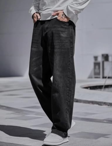 Image of Men's Baggy Fit Jeans - Loose Fit High-Rise Denim - Comfortable Casual Wear Jeans for Men - Trendy Street Style Denim Pants