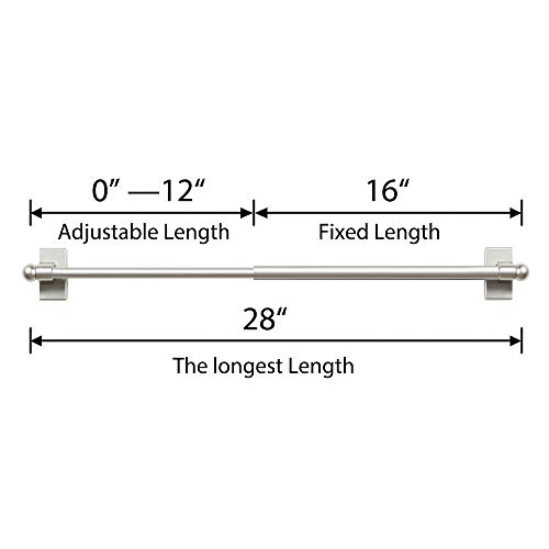 Turquoize TQMAGROD2/01/1628NICKEL 2 Pack Magnetic Curtain Rods For Metal Doors With Adjustable Length,Extends From 16 Inch To 28 Inch Magnetic Cafe Curtain Rod, Easy Installation For Any Steel Spaces, Nickel thumb #1