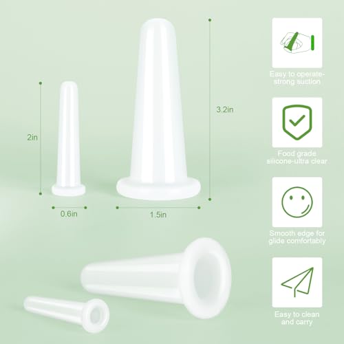 airogym Ferramenta de massagem Gua Sha com pedra de jade, conjunto de ventosas faciais de silicone,