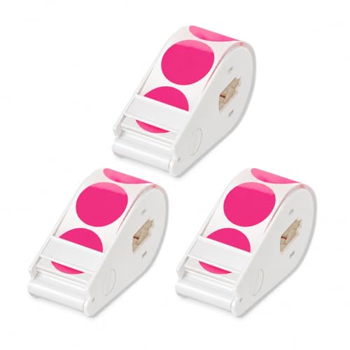 Image of Suitable for Lucky Sticker Transparent dot Sticker Dispenser. Includes 900 Pieces of 1-inch Rose red dot Stickers, Round Color-Coding Labels, Ideal for Offices and classrooms.