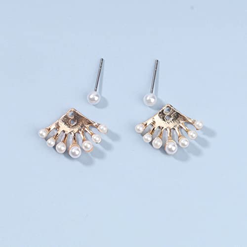 Yheakne Boho Pearl Ear Jackets Earrings White Pearl Front Back Studs Earrings Pearl Climbers Earrings Bridal Earrings Jewelry For Women And Girls Gifts #TOP1