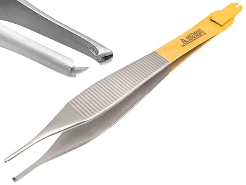 ARTMAN INSTRUMENTS Adson Forceps Kocher with Skin Stopper 4.75" Straight Fine Point 1X2 Teeth