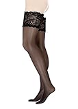 Glanz Fein GLAMORY Damen Halterlose Strümpfe Comfort 20 DEN Glanz Fein Strümpfe Comfort 20 DEN, Schwarz (Schwarz), Large (HerstellerGröße: L-(44-46))