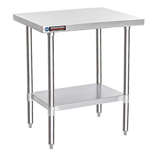 Image of DuraSteel 30x24 Small Stainless Kitchen Island - NSF Outdoor Grill Work Station with Under Shelf - Metal Microwave Stand - For Laundry Room, Kitchen, Garage, Restaurant