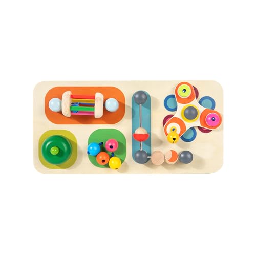 Tsophreniq Tablero de juego de madera orientado al desarrollo para niños. Los sonajeros promueven la motricidad fina y las habilidades cognitivas. Juguete educativo para niños pequeños