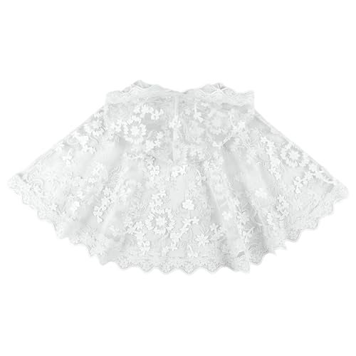 Girls Lace Flower Girl Bolero One Button Hooded Cape Sheer Mesh Shawl Wrap for Wedding Communion2
