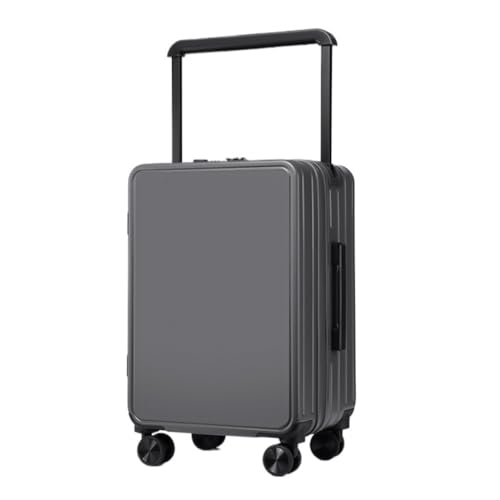 Suitcase Double Front Center Wide Trolley Suitcases For Men And Women Password Suitcases Business Boarding Suitcases Suitcase Tags(Gray,20in)