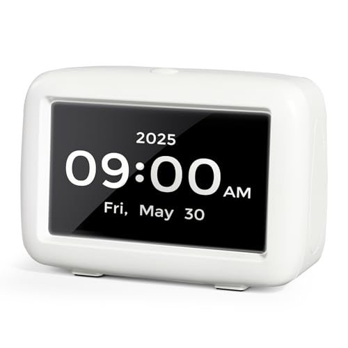 4.3' Reloj Digital Reloj Ancianos Alzheimer con Fecha y Hora Atenuación Automática, 8 Idiomas para Personas Mayores Alzheimer, Reloj Digital para Personas Mayores con 8 Recordatorios y Alarmas