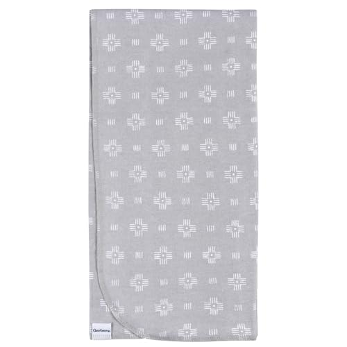 Image of Gerber Unisex Baby 100% Cotton Flannel Receiving Blankets 30x30 Inches (Pack of 4), Animals + Geos Neutral, One Size