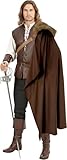 Renaissance LARP Shoulder Cape with Faux Suede Body & Fur Accent, Leather Harness Chest Strap Cloak for Medieval Warrior Cosplay Costume