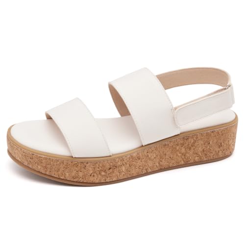 EXEBLUE Womens Platform Wedge Sandals Comfortable Dressy Cute Summer Beach Casual Adjustable Slingback Strap Sandals by EXEBLUE - Used condition - US$34.03