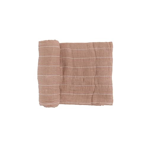 Image of Little Unicorn Premium Cotton Swaddle Baby Blanket | Breathable Fabric | for swaddling, Play, Nursing & More (Mauve Stripe)