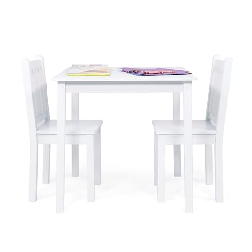 Humble Crew White Kids Wood Table and 2 Chairs Set