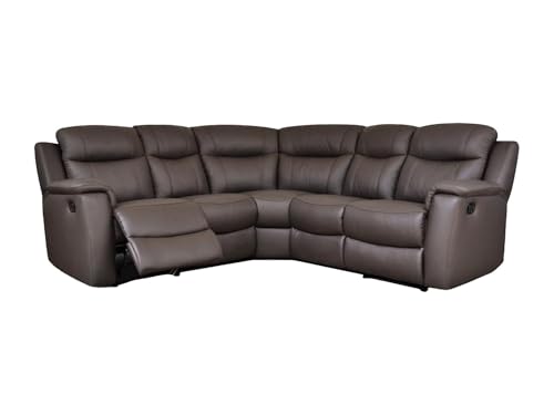 Vente-unique - Canapé d'angle Relax Cuir Evasion - Marron