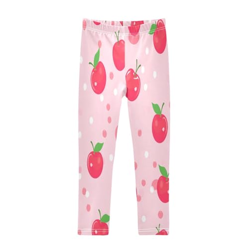 Toddler Girls Leggings Printed Yoga Pants Leggings Red Apple Dot for Kids