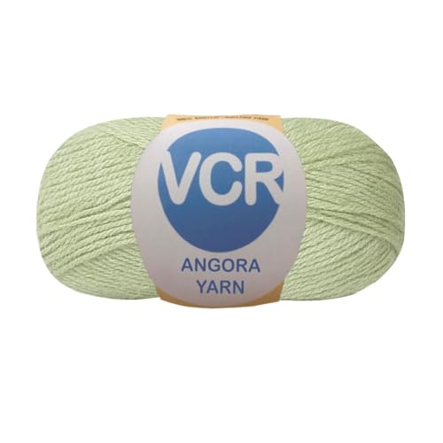 Image of VCR Light Olive Green Angora Knitting Yarn, Pack of 1, 100 Grams Hank, 256 Meters Length, 80% Flurry - 20% Acrylic Polyamide Soft Ball for Crochet and Knitting, Suitable for Baby Blankets