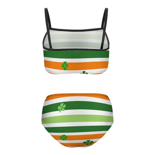 St-Patrick's-Days Stripe Girls Swimsuits Two Piece Bikini Sets Beach Sport Swimwear Bathing Suit2