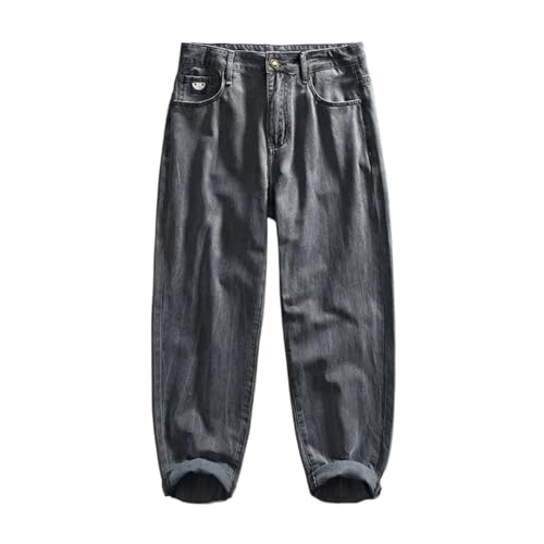 Spring Autumn Vintage Casual Cotton Mens Jeans Washed Soft Loose Straight Streetwear Cargo Pants
