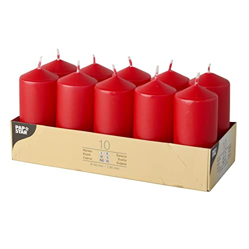 Papstar Pillar Candles 10-pack red (17918)