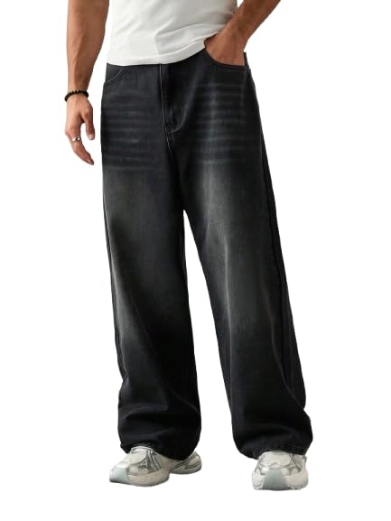 Men Whisker Straight Fit Mid Rise Denim Jeans (Black)-image-12