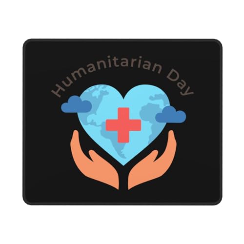 Humanitarian Day Mouse Pad 10 X 12 in Computer Mouse Mat with Anti-Slip Rubber Base for Office Laptop