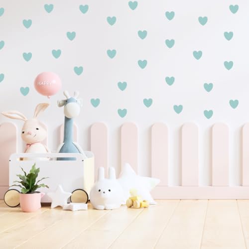 Image of Pastel Color Heart Sticker for Scrapbook or for Wall Decoration, Nursery Decor, Home Decor (Sea Green)