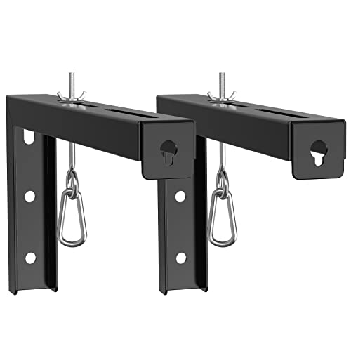 Image of WALI Universal Projector Screen Ceiling Mount, Wall Hanging Mount L-Brackets, 12 inch Adjustable Extension with Hook Kit, Perfect Projector Screen Placement Hold up to 80 lbs (PSM001XL-B), Black