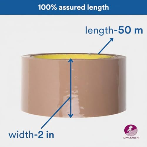 Image of DIVAYANSHI Brown BOPP Packaging Tape | 48mm x 50 Meter | Pack of 6 | Heavy-Duty Carton Sealing & Packing Tape