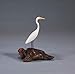 Egret Sculpture from John Perry on burlwood Base Spying Version. Signed.