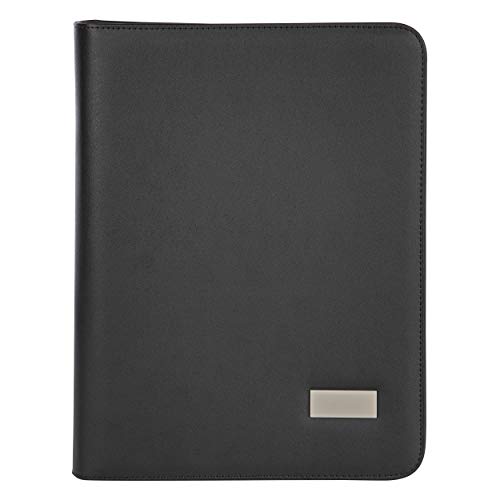 Dossier de conférence A4 ONVAYA noir en simili cuir avec bloc-notes intégré