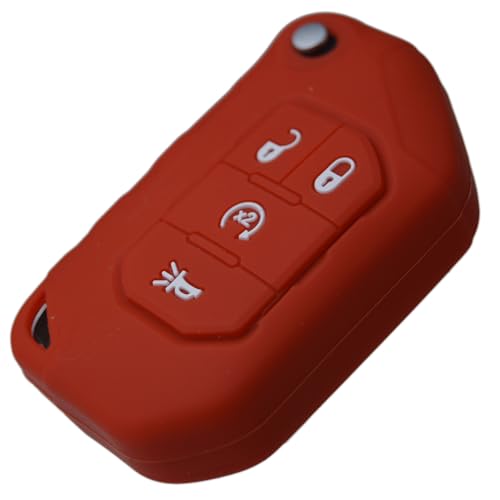Image of Silicone Remote Key Fob Case Covers Protectors for Jeep Wrangler Rubicon 392 JL JLU Wagoneer Gladiator JT Flip Fold Remote