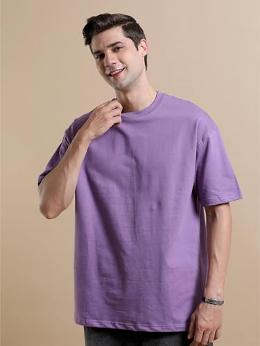 Image of Men's 240 GSM Cotton Oversized Tee - Heavyweight Bio-Washed Fabric | Premium Street Style | Super Soft, Thick & Breathable T-Shirt