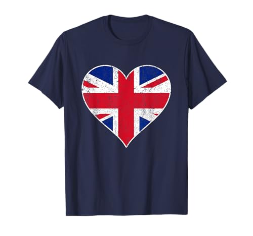 Camiseta Union Jack Flag Heart England Reino Unido Reino Unido Camiseta