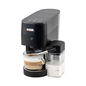 Ideal Brew Bella Capsule Coffee Powder Coffee Machine Espresso Cappuccino Attached Milk Frother Soft Touch Buttons No Extra Accessory are Required Cafe Like Coffee at Home. Black