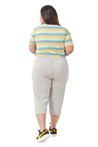 Image of CUPID Woman's Plus Size Plain Cotton Half Pant, 3 /4th Sports n Casual Night Short Pant, Knee Length Indoor n Outdoor Capris for Ladies