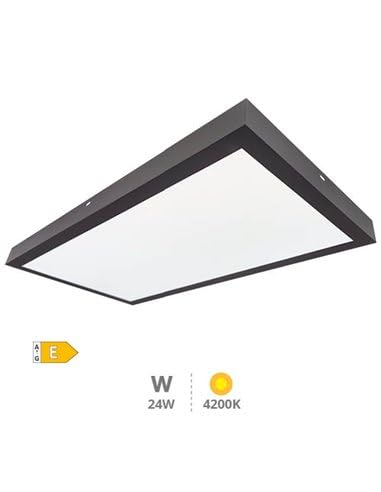 Pannello da superficie LED rettangolare Kisongo 60x30cm 24W 4200K Nero