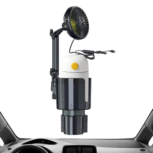 Enfriador de aire para coche – Circulador de aire para coche, enfriador de coche | Ventilador de coche ajustable con luz con soporte de taza de agua para aire acondicionado de coche,