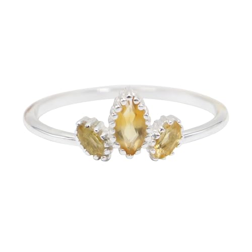 Bague citrine argent 925 finis les bijoux ternes avec ce design trois pierres unique