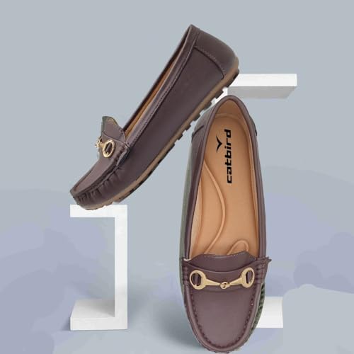Image of CatBird Women's Metal Detail Slip-On Loafers | Cushioned Comfort Flats | Lightweight Office & Casual Shoes | Anti-Slip Sole Footwear