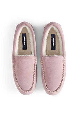 Lands' End Women's Suede Moccasin Slippers Washed Pink