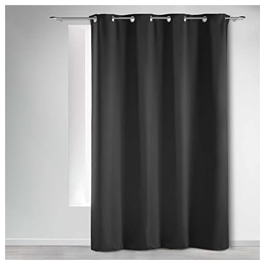 Douceur d'Intérieur, Rideau à Oeillets (135 x 240 cm) Occult Ardoise, Occultant